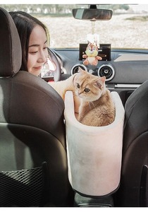 중형 소형 애완 동물 안전 좌석 제어 콘솔 휴대용 애완 동물 둥지 강아지 자동차 좌석 팔걸이 상자 소형견 고양이 여행용