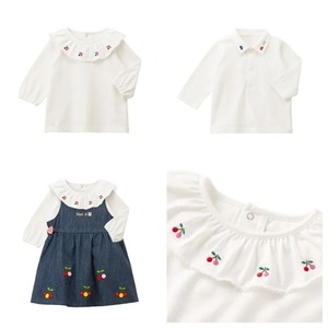 일본 및 한국 어린이 셔츠 여아 블라우스 긴팔 셔츠 오버레이 탑 흰색 블라우스