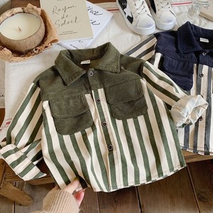 한국 용수철 가을 어린이 소년 셔츠 턴다운 칼라 패치워크 아기 소년 셔츠 스플라이스 긴 소매 유아 소년 재킷