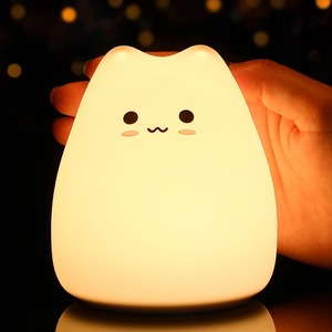 미니 귀여운 인기 고양이 아기 야간 램프 7 색 팻 터치 색상 변경 눈 보호 침실 침대 옆 야간 조명 어린이 선물