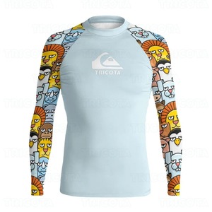 TRICOTA 남성용 전문 서핑 셔츠 긴팔 서핑 티셔츠 비치 래쉬 가드 UV 차단 수영복 UPF + 50 다이빙 의류