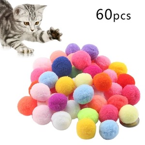 고양이용 다채로운 봉제 공 고양이 장난감 어금니 물기 방지 탄력 있는 상호 작용 재미있는 고양이 공 씹는 장난감 애완 동물 제품 드롭쉬핑