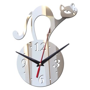 벽시계 아크릴 소재 DIY 브리프 스타일 고양이 장식 홈 거실 스티커 단면 바늘 쿼츠 시계