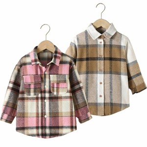 가을 겨울 아기 여아 셔츠 격자 무늬 클래식 아동복 어린이 셔츠 두꺼운 따뜻한 컨트리 스타일 학교 캐주얼 복장