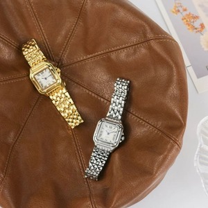 여성용 클래식 스퀘어 쿼츠 손목 시계 럭셔리 패션 브랜드 실버 심플 스틸 밴드 여성 시계