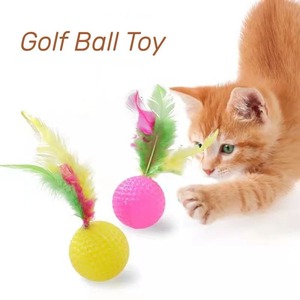 혼합 재미있는 플라스틱 골프 공 깃털 고양이 장난감 대화형 새끼 고양이 고양이 티저 공 장난감 애완 동물 용품 10 개