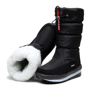 여성용 플랫폼 스노우 부츠 두꺼운 플러시 방수 미끄럼 방지 따뜻한 모피 신발 겨울 패션