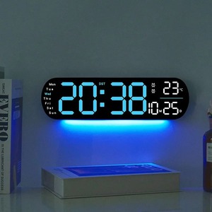 대형 LED 스크린 온도 습도 디스플레이 디지털 벽시계 전자 알람 시계 창의적인 홈 데코 리모컨