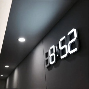 3D LED 디지털 시계 벽 장식 빛나는 야간 모드 조정 가능한 전자 테이블 시계 벽 시계 장식 거실 LED 시계