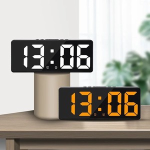 음성 제어 디지털 알람 시계 온도 스누즈 야간 모드 탁상 시계 방해 방지 기능 LED 시계 12 24 시간