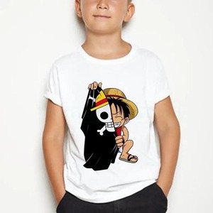 카와이 만화 면 원피스 어린이 반팔 티셔츠 여름 소년/소녀 캐주얼 일본 애니메이션