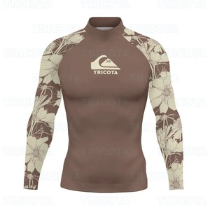 남성 서핑 상의 착용 T 셔츠 래쉬 가드 긴 소매 UPF 50 + 보호 비치웨어 압축 서핑 다이빙 잠수복 셔츠