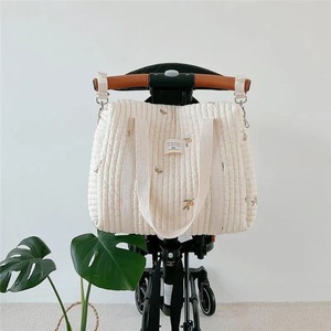 한국 스타일 신생아 아기 기저귀 가방 엄마 어깨 가방 자수 퀼트 유모차 기저귀 보관 정리 대형 핸드백