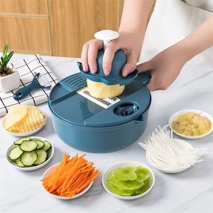 주방 다기능 샐러드 도구 야채 다지기 당근 감자 수동 분쇄기 요리 야채 도구 그린 블루 핑크 1PC