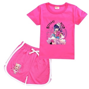 OSHI NO KO 여아 의류 잠옷 아이 호시노 코튼 반팔 티셔츠 및 반바지 코스튬 여아 운동복 세트 여름