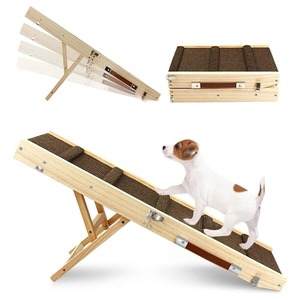 휴대용 미끄럼 방지 높이 조절 가능한 나무 접이식 개 계단 실내 소파 침대용 내구성 있는 애완 동물 용품