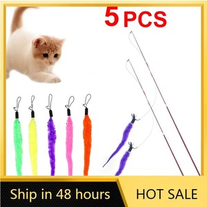 애완 동물 고양이 대화형 장난감 재미 있는 고양이 텔레스코픽 깃털 막대 티저 막대 지팡이 대화형 장난감 재미 있은 스틱 고양이 훈련 용품 애완동물 고양이 장난감