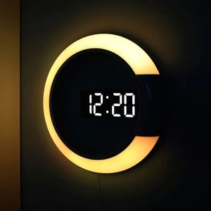 전자 디지털 디스플레이 벽시계 LED 거울 중공 벽시계 현대 미니멀리스트 크리에이티브 알람 시계 빠른 배송 7 색