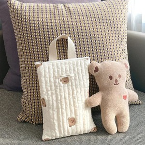 귀여운 곰 모양 퀼트 기저귀 가방 아기 물건 정리 미니 핸드백 캐디 보관 가방 아기 액세서리