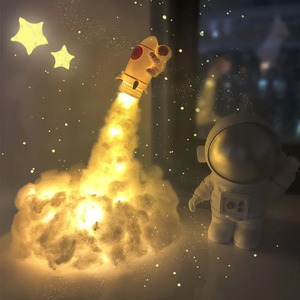3D 프린트 로켓 램프 LED 다채로운 구름 우주 비행사 램프 USB 충전식 어린이 홈 장식 야간 조명 창의적인 선물