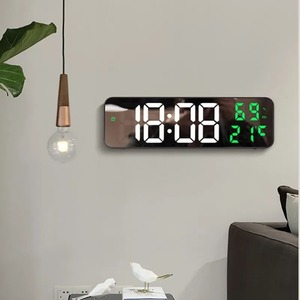 9 인치 대형 디지털 벽시계 온도 습도 디스플레이 야간 모드 테이블 알람 시계 12/24H 전자 LED 시계