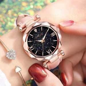 WOKAI 고품질 패션 캐주얼 여성용 벨트 쿼츠 시계 숙녀 학생 풀 다이아몬드 패션 빈티지 시계