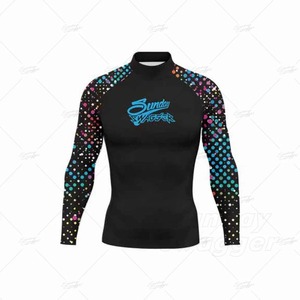 남성용 긴팔 래쉬가드 수영복 비치 수영복 UV 차단 다이빙 서핑 셔츠 의류 새로운 패션 프린트