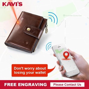 KAVIS RFID 남성용 스마트 지갑 정품 가죽 알람 GPS 블루투스 트래커 남성 카드 홀더 지갑 고품질 디자인 지갑