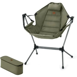 흔들리는 캠핑 의자-야외 조절 가능 머리 받침대 포함 휴대용 접이식 해먹 알루미늄 피크닉 공원 낚시 의자 캠프 의자