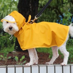 애완 동물 후드 비옷 개 노란색 방수 재킷 부드러운 야외 옷 대형 중형 소형견 점프수트 애완 동물 코트