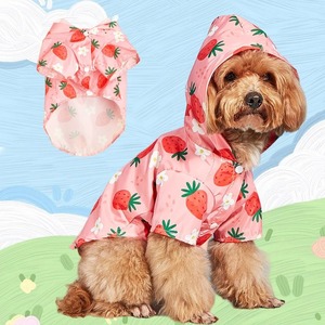 개 고양이용 귀여운 딸기 비옷 야외 방수 재킷 작은 개 옷 편안한 반려동물 용품 여름 XS-XL
