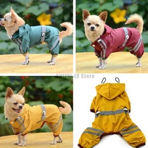 반려동물 작은 개 비옷 방수 재킷 야외 통기성 강아지 옷 반사 작은 대형견 비옷 패션