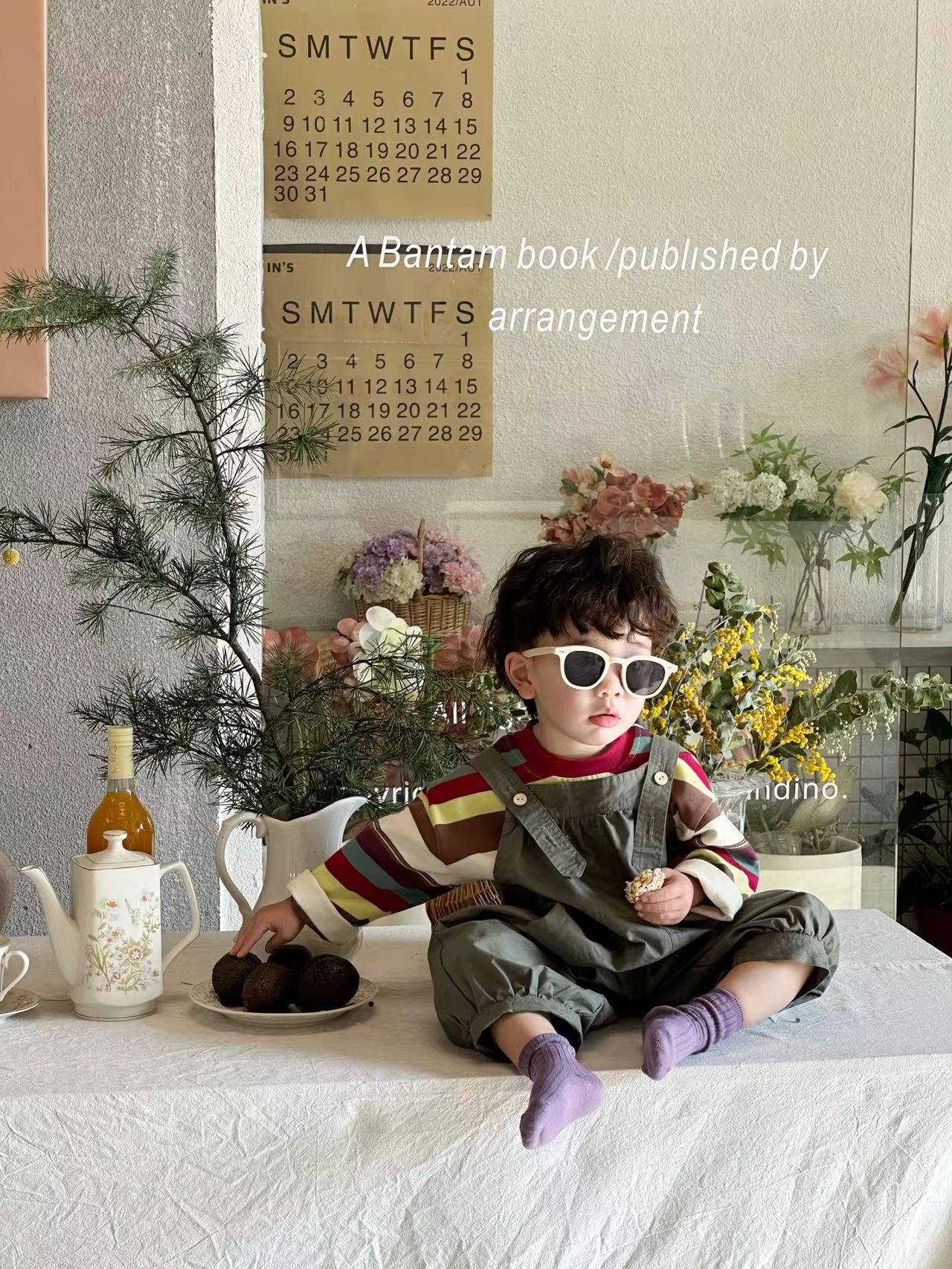 최신 패션 스타일 아동용 단색 컬러 올매치 멜빵 바지KBBH734
