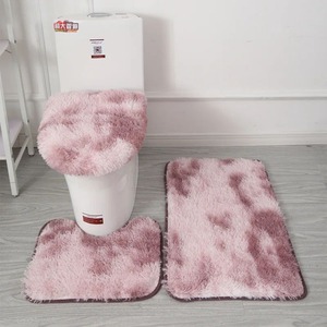 핑크 레오파드 프린트 플러시 카펫 변기 시트 커버 3 개 미끄럼 방지 발 패드 모던하고 심플한 가제트 따뜻한 욕실 액세서리