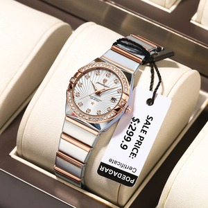 POEDAGAR 여성용 럭셔리 손목 시계 방수 발광 날짜 스테인레스 스틸 시계 하이 퀄리티 쿼츠 여성용 시계 및 상자